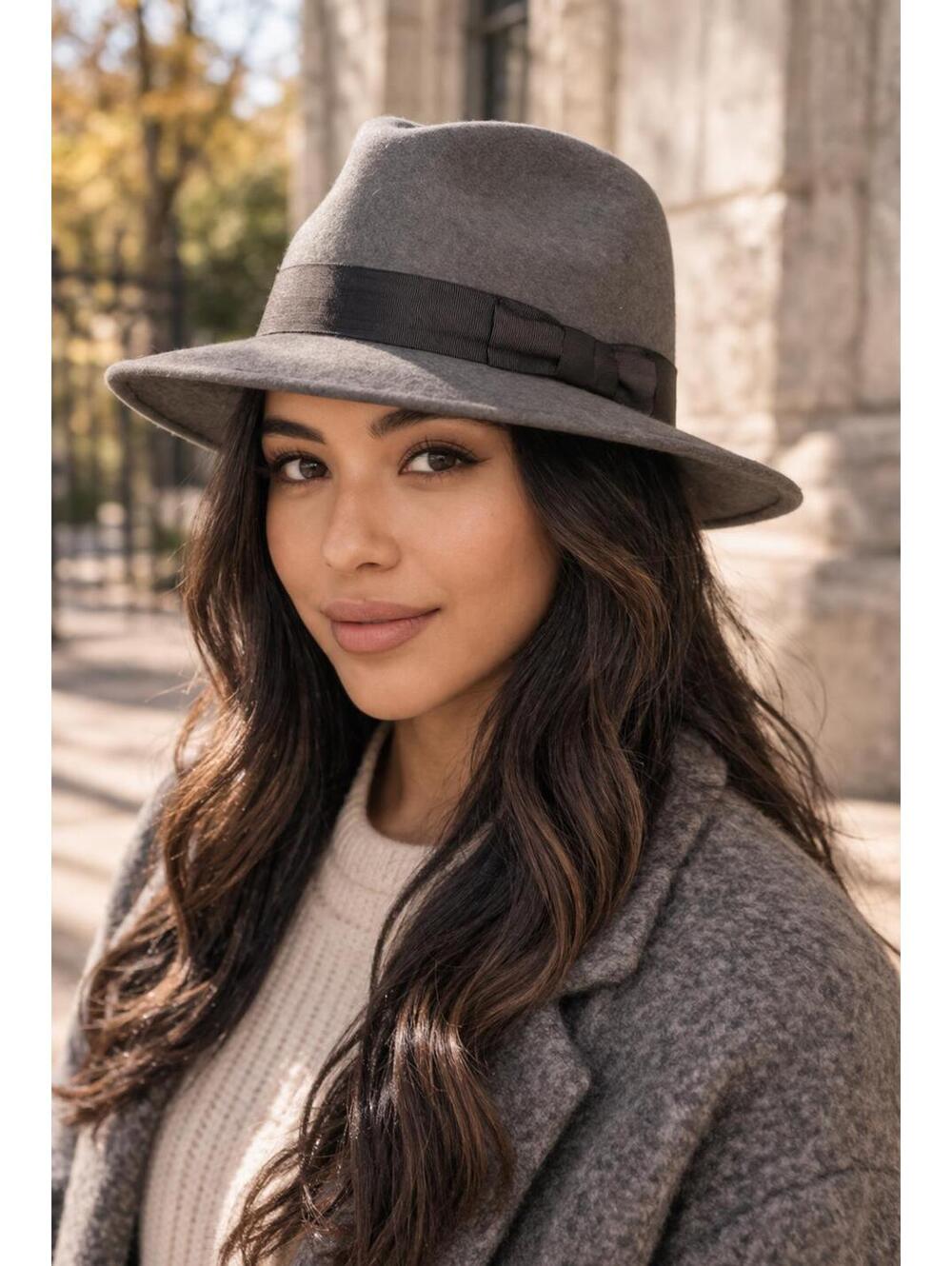 Eric Javits Wool Felt Fedora Hat Gray USA